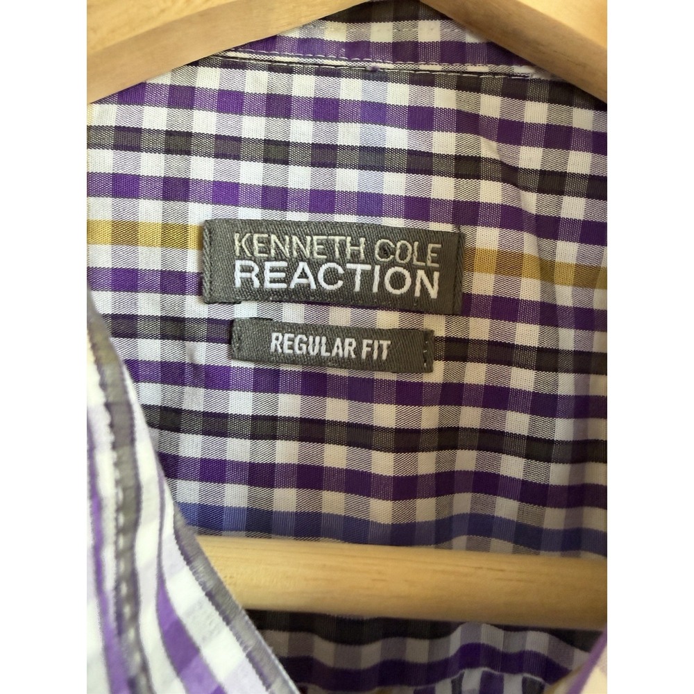 Kenneth Cole Reaction Mens Regular Fit Wrinkle Resistant Shirt Purple 16.5 32/33 - Picture 2 of 6